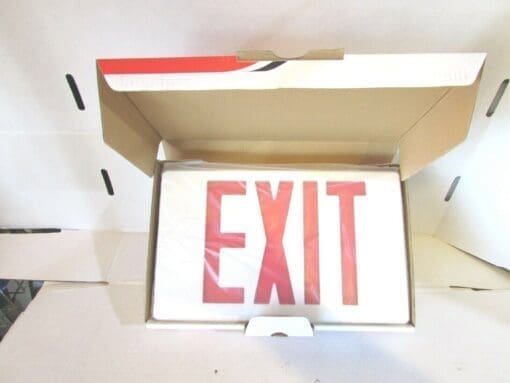 Lot Of 2 Each Elite Lighting Elx-504-R-W Emergency Exit Sign For Damp Location