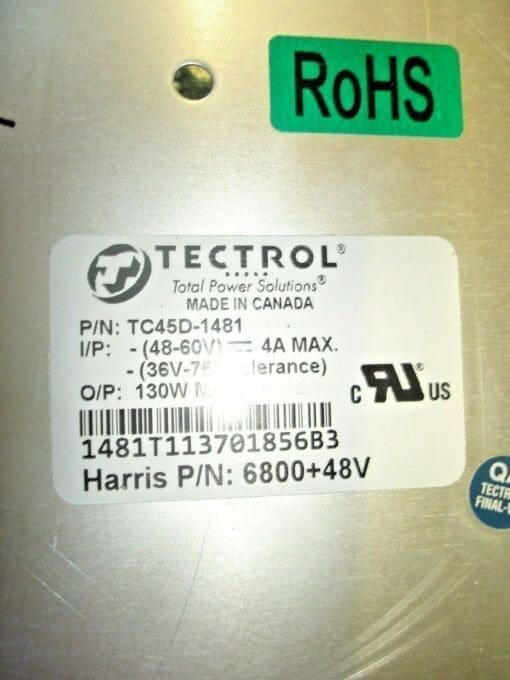Tectrol Tc45D-1481, 6800+ 48V Power Supply