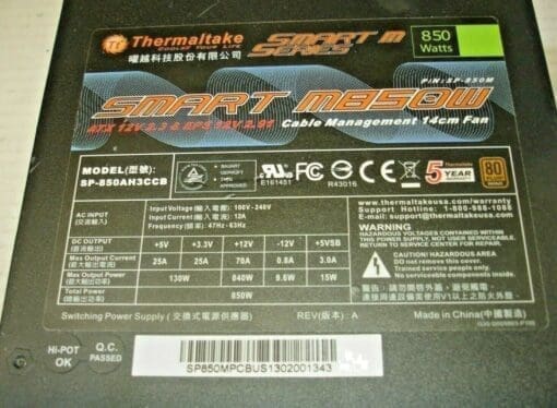 Thermaltake Smart M850W Sp-850M Bronze 850W Power Supply