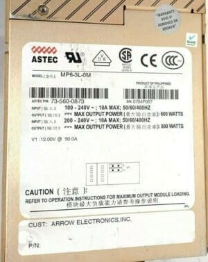 Astec MP6-3L-0M, 73-560-0873 100-240V 600W / 800W Power Supply