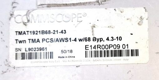 Commscope Tmat1921B68-21-43 Amplifier, Twin Diplexed Pcs / Aws 1-4, 555 – 894Mhz
