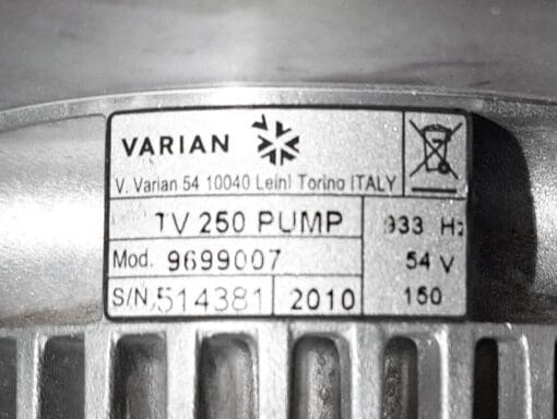 Varian Turbo-V 250 Macro Torr Turbo Vacuum Pump Tv 250 Pump, 9699007
